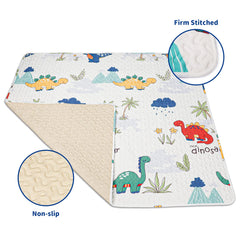 Tanoshii play mat folded for travel, ready to cushion outings and hotel stays.