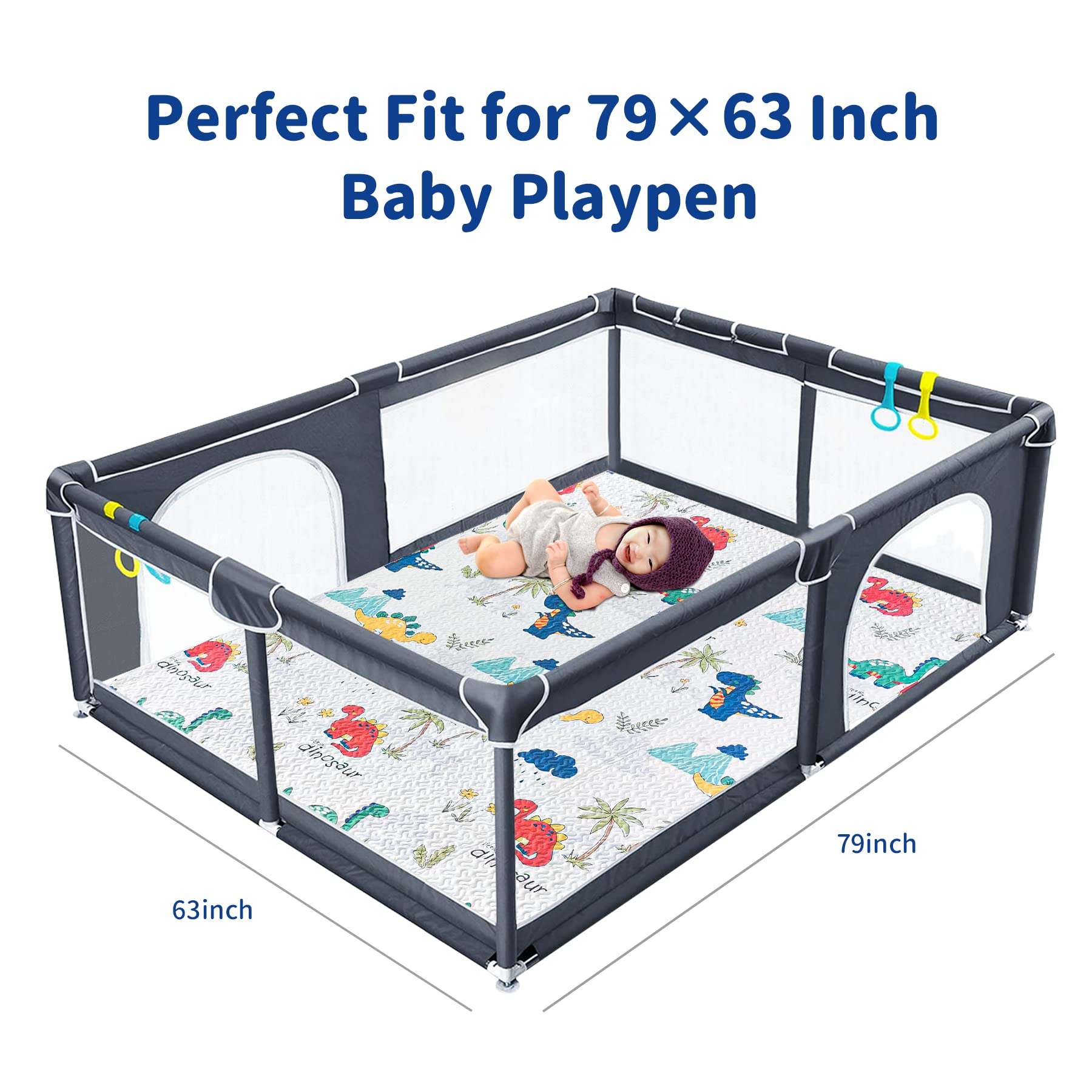 Tanoshii Baby Play Mat non-slip back keeps mat in place on floors