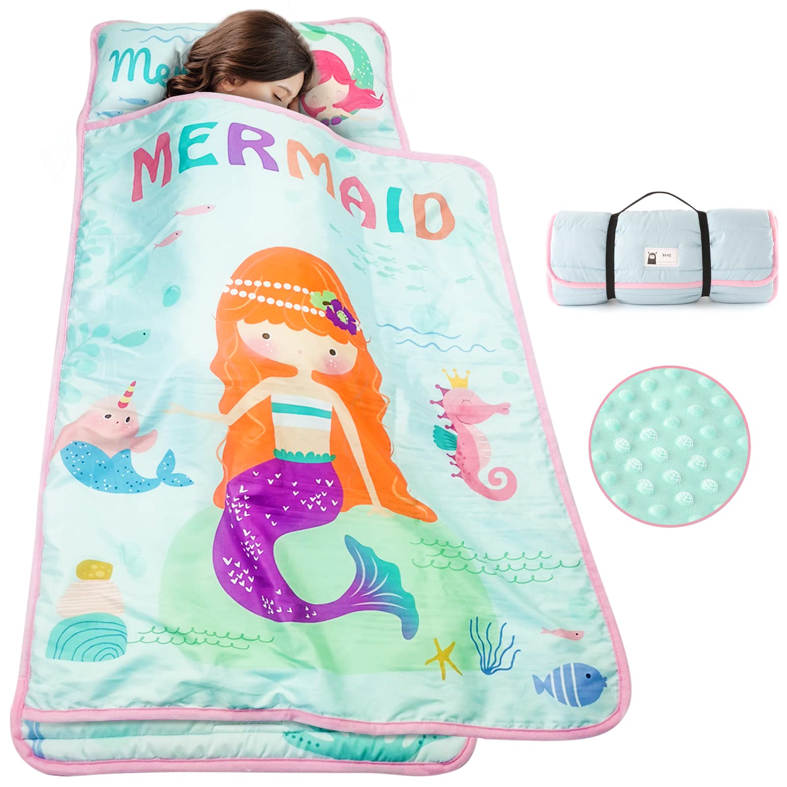 TANOSHII Mermaid nap mat spread flat for daycare naptime