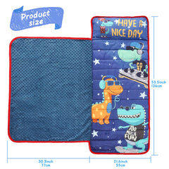 TANOSHII Nap Mat pillow and blanket setup for all-in-one nap time.