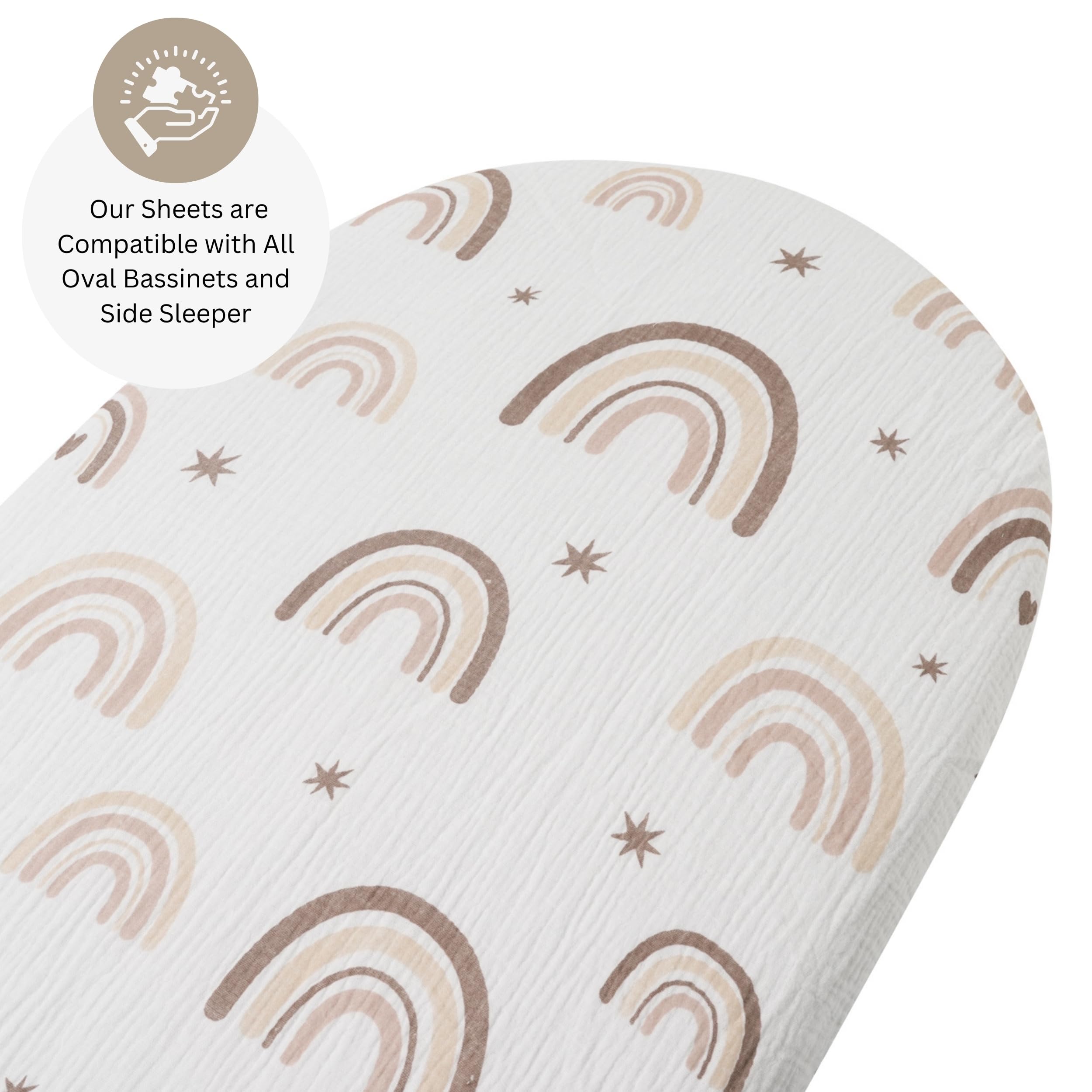 Tansy Panda bassinet sheet shows 360-degree elastic for secure fit