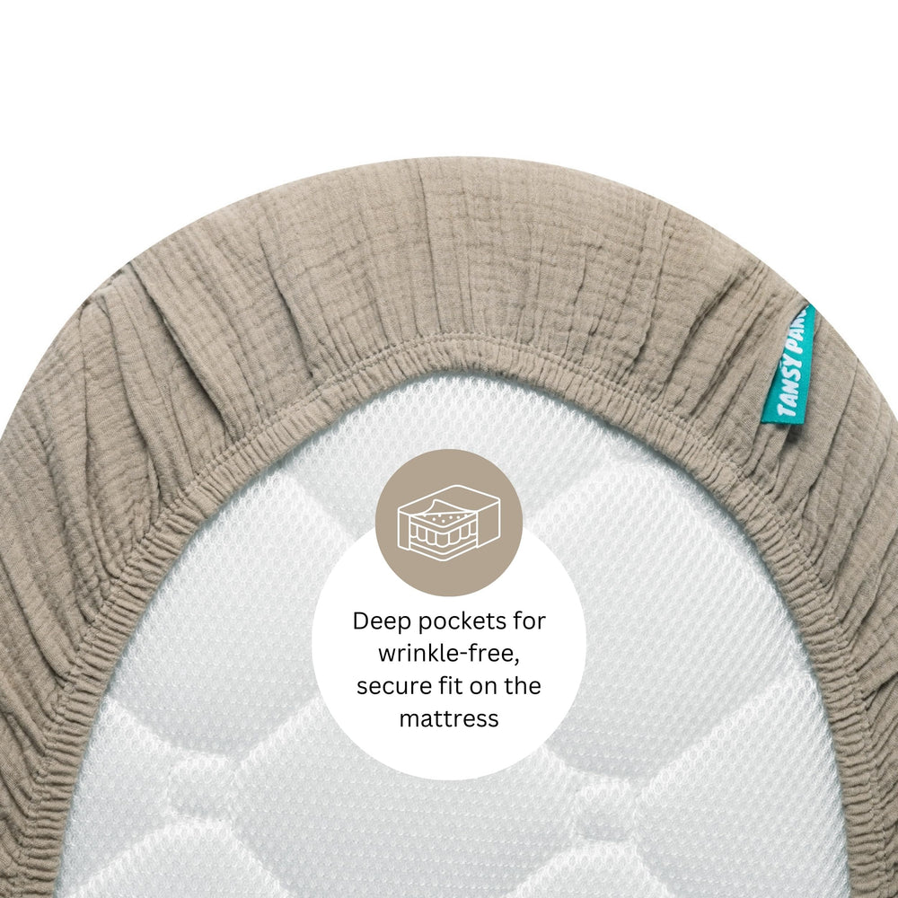 Tansy Panda bassinet sheet is dye-free for gentle skin