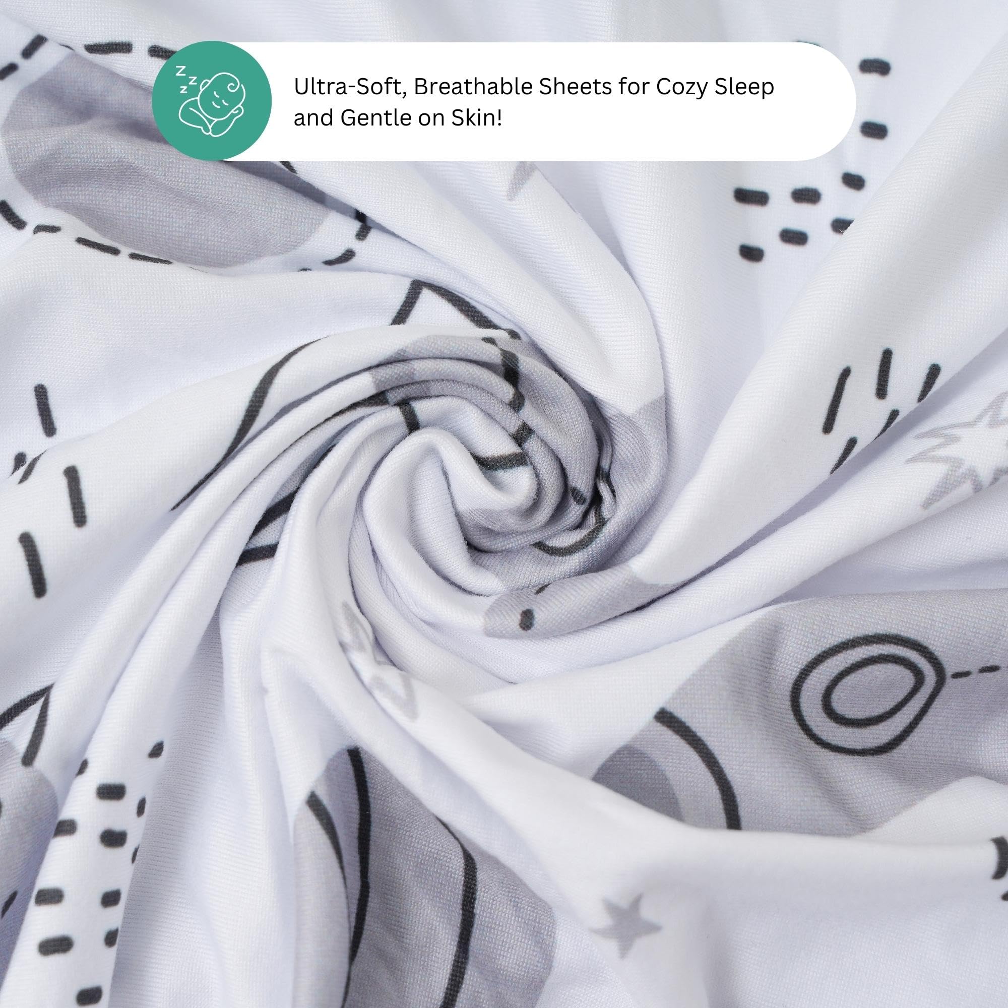 Tansy Panda bassinet sheets gray space design complements any nursery