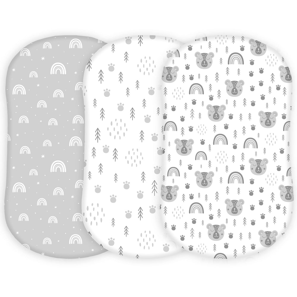 Tansy Panda Halo Bassinet Sheets with snug-fit elastic edge for wrinkle-free security.