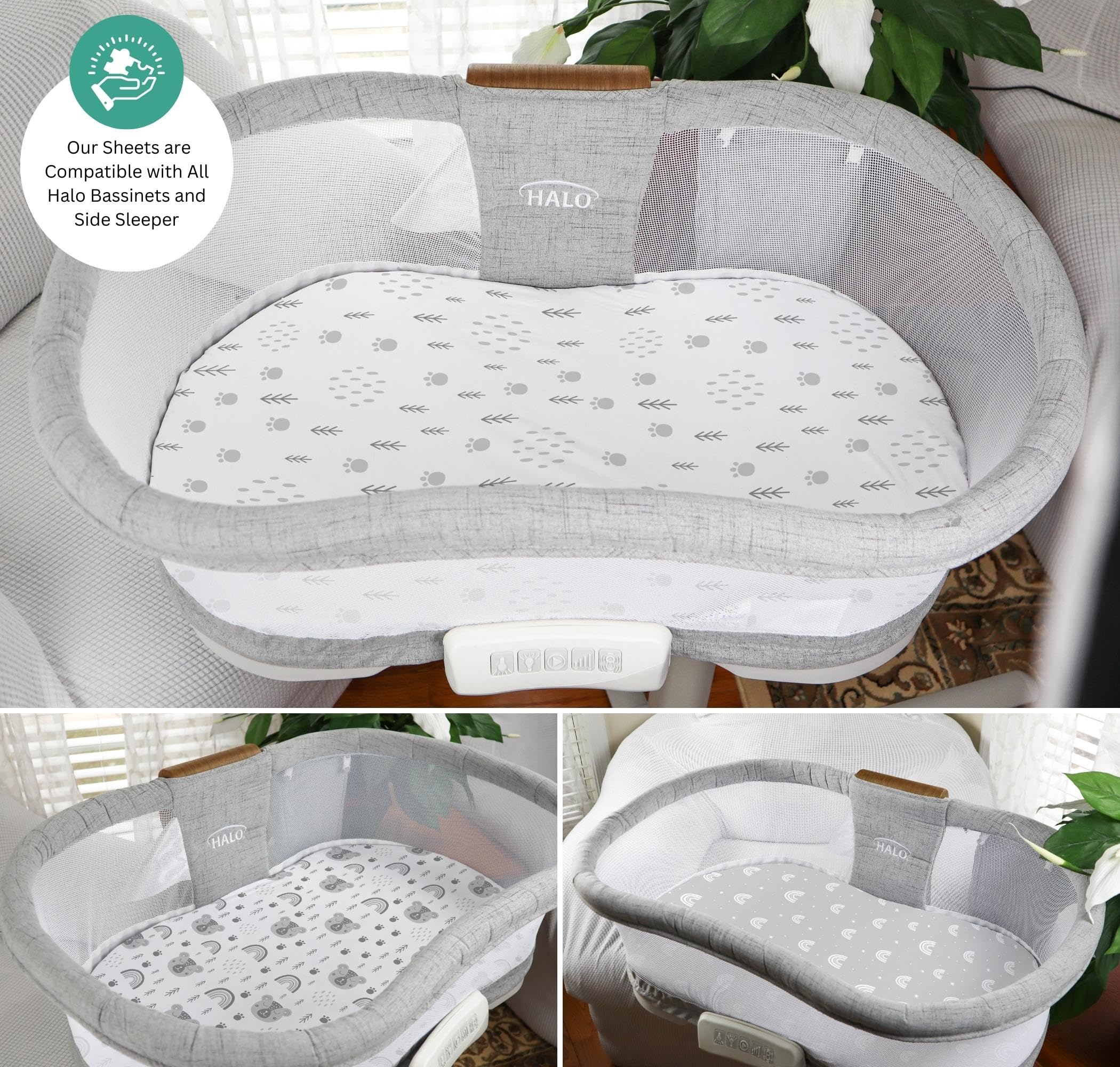 Tansy Panda Halo Bassinet Sheets in ultra-soft, breathable fabric for gentle sleep.