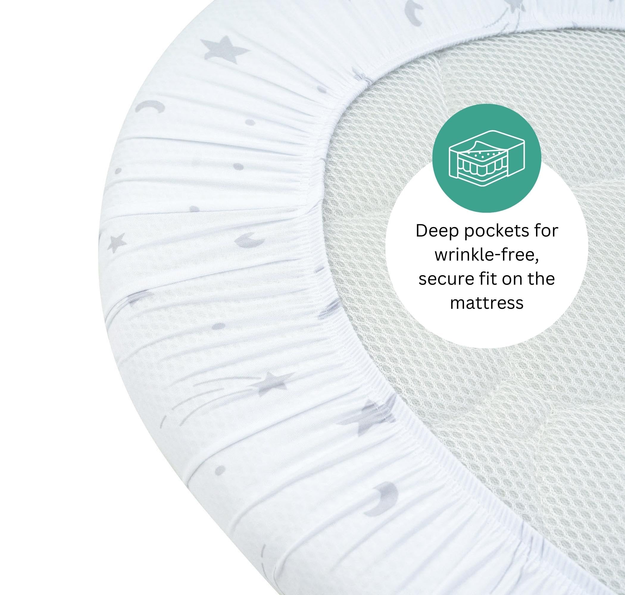 Tansy Panda Halo Bassinet Sheets are gift-ready for baby registries
