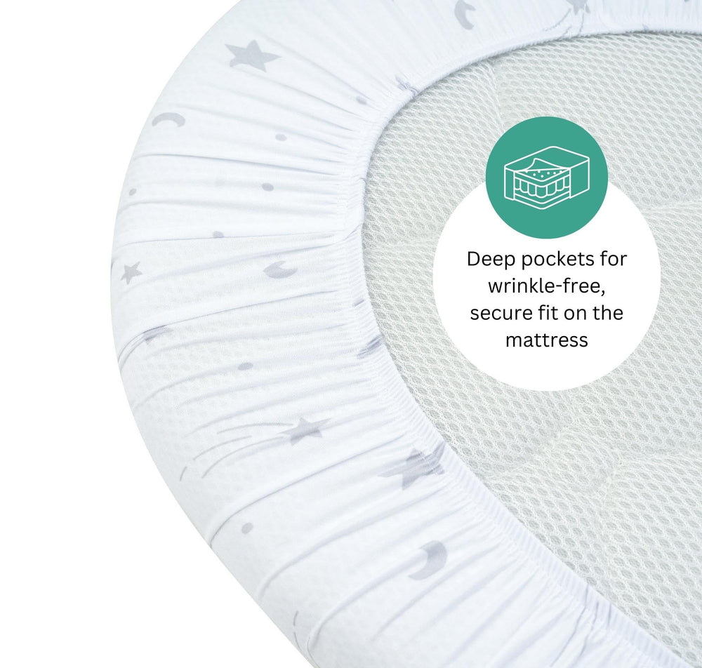 Tansy Panda Halo Bassinet Sheets are gift-ready for baby registries
