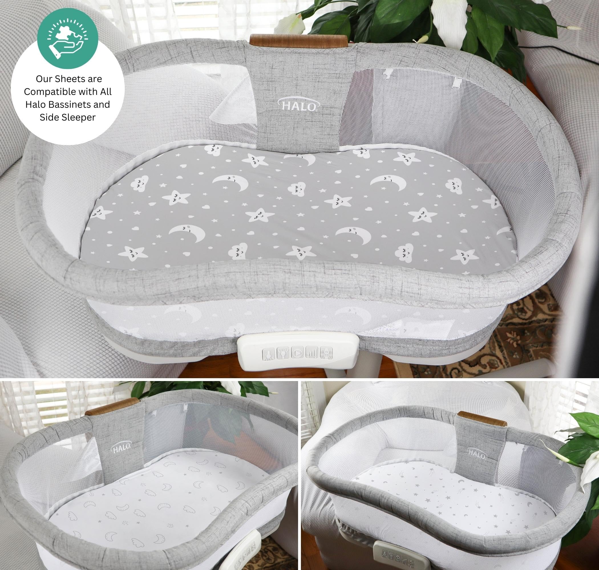 Tansy Panda Halo Bassinet Sheets fit Luxe Swivel and Halo models