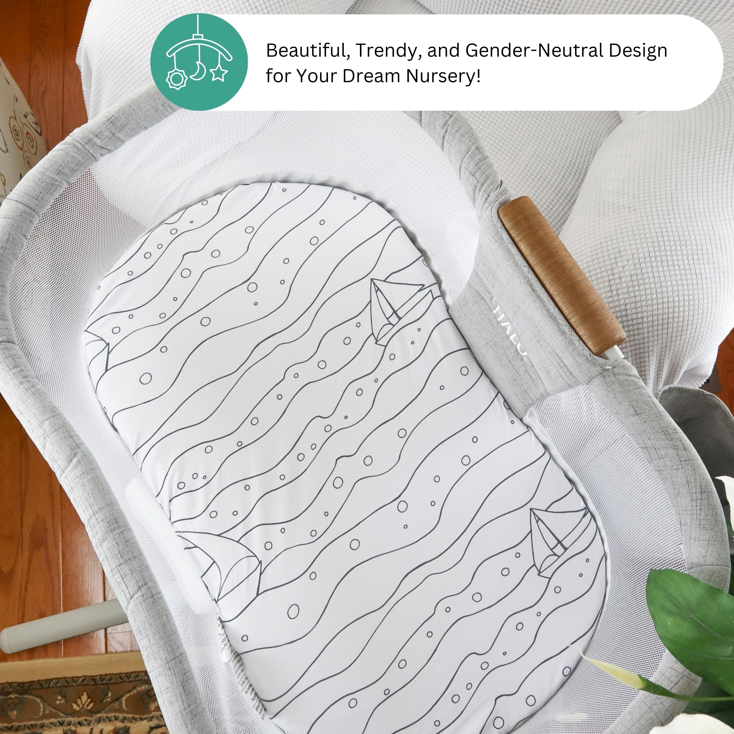 Tansy Panda three-pack halo sheets laid out for easy replacement and ongoing comfort.