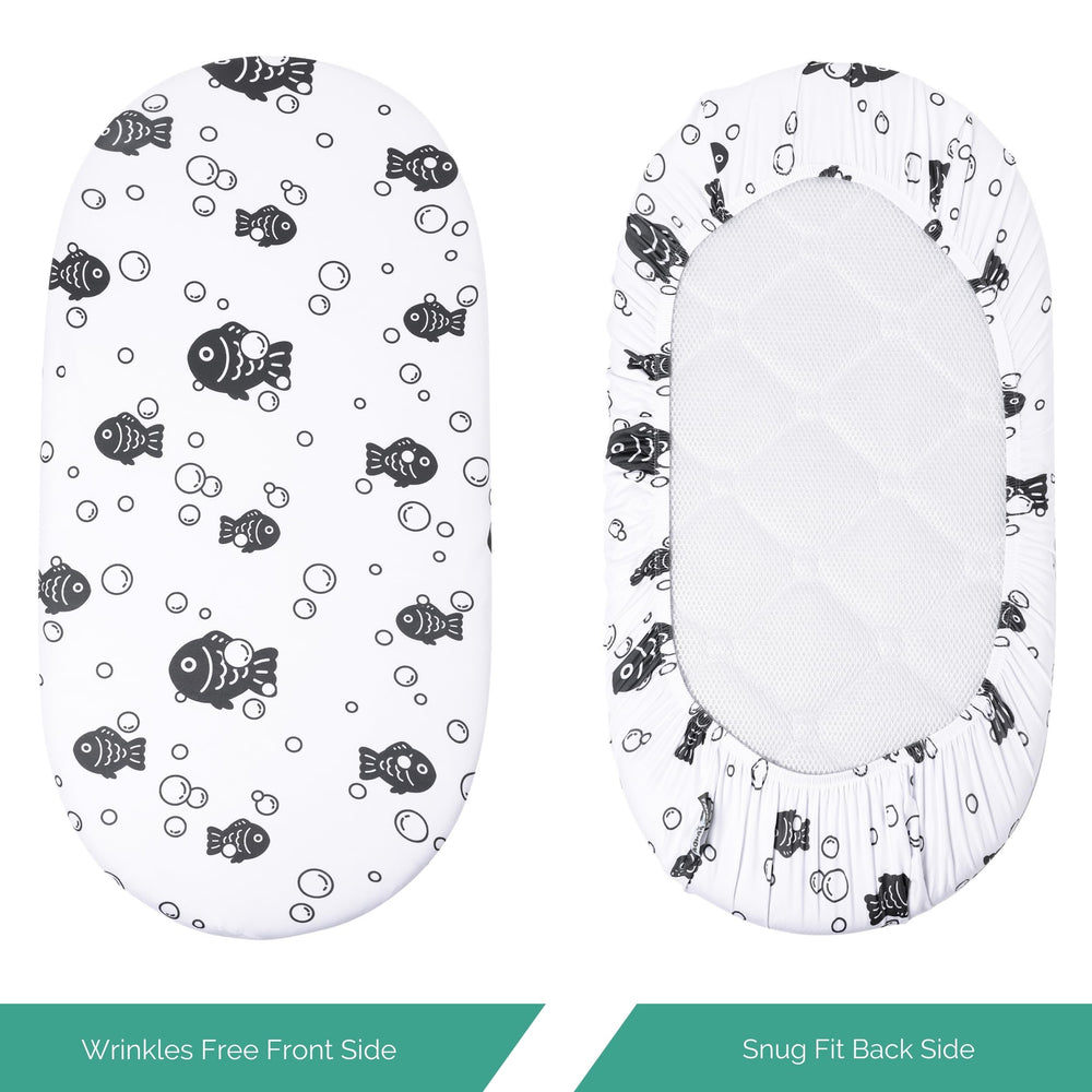 TANSY PANDA ocean fish design in a cozy nursery setting