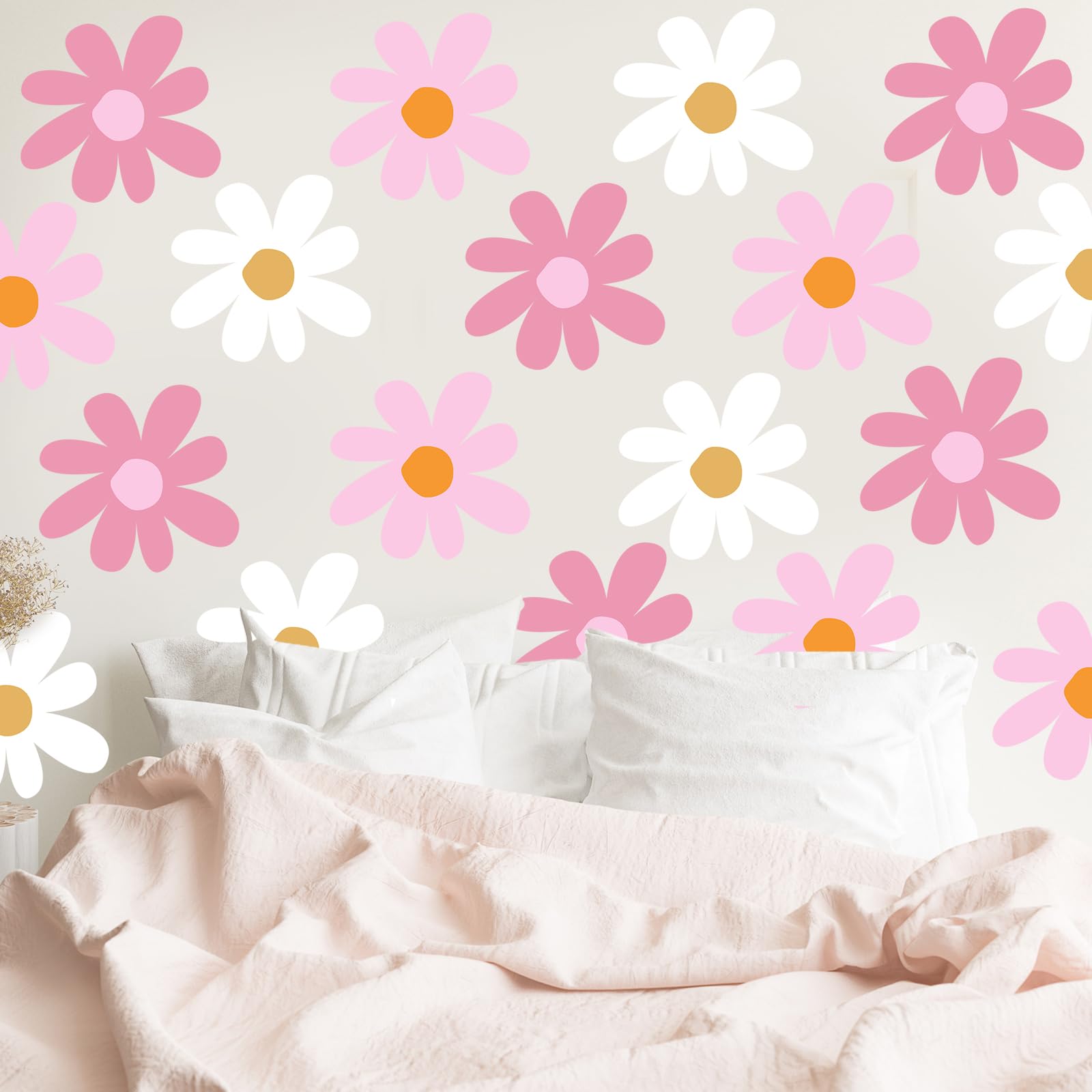 TaoBary daisy wall decal on bedroom wall creating cozy ambience