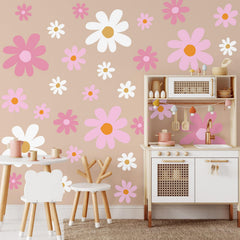 Taobary daisy wall decal pink flowers brighten nursery walls for playful ambiance