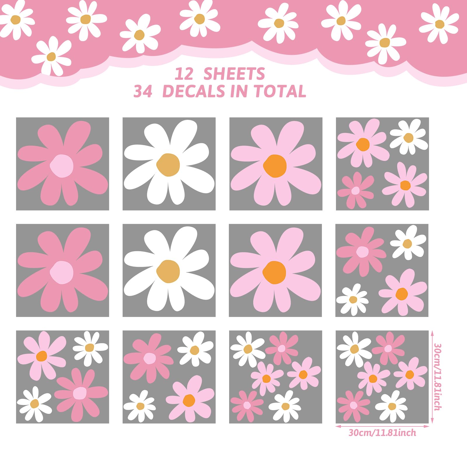 Taobary daisy wall decal pink flowers adds soft charm to bedroom decor