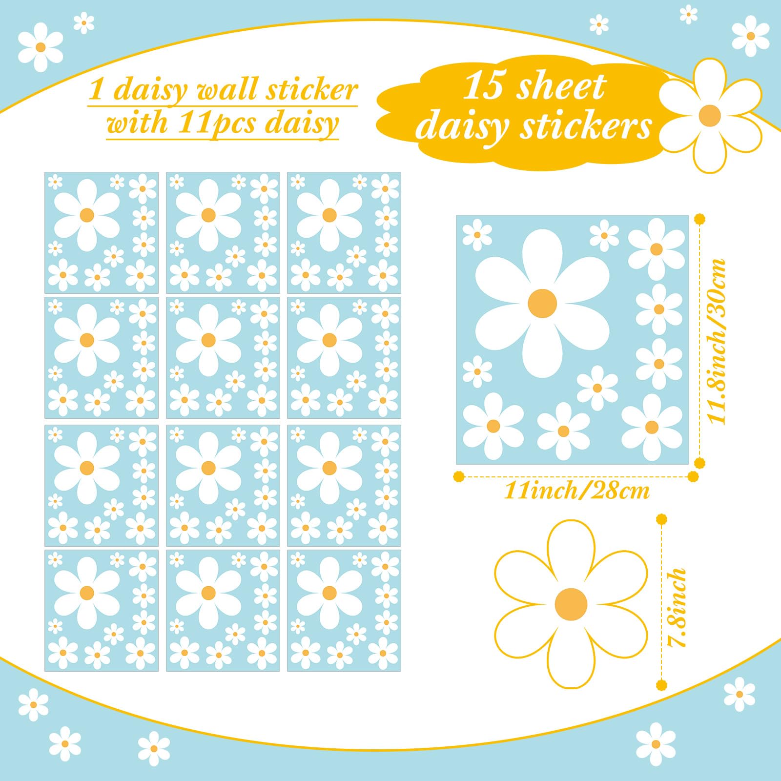 TaoBary daisy wall decal sheet 2 adds vibrant blooms to playrooms with simple application