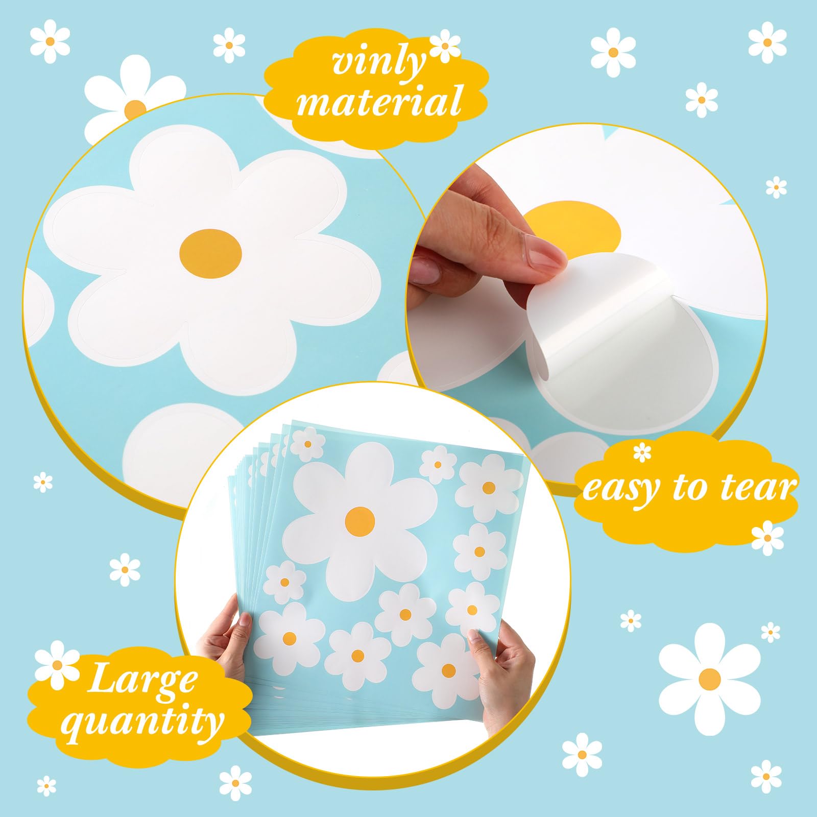 TaoBary fresh daisy decals sheet 3 brightens bedrooms and living rooms easily