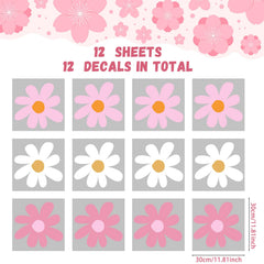 TaoBary pink white daisy sticker close-up highlighting delicate petals