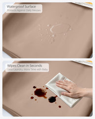 TAOCI changing pad design includes raised sidewalls to prevent rolling during use.