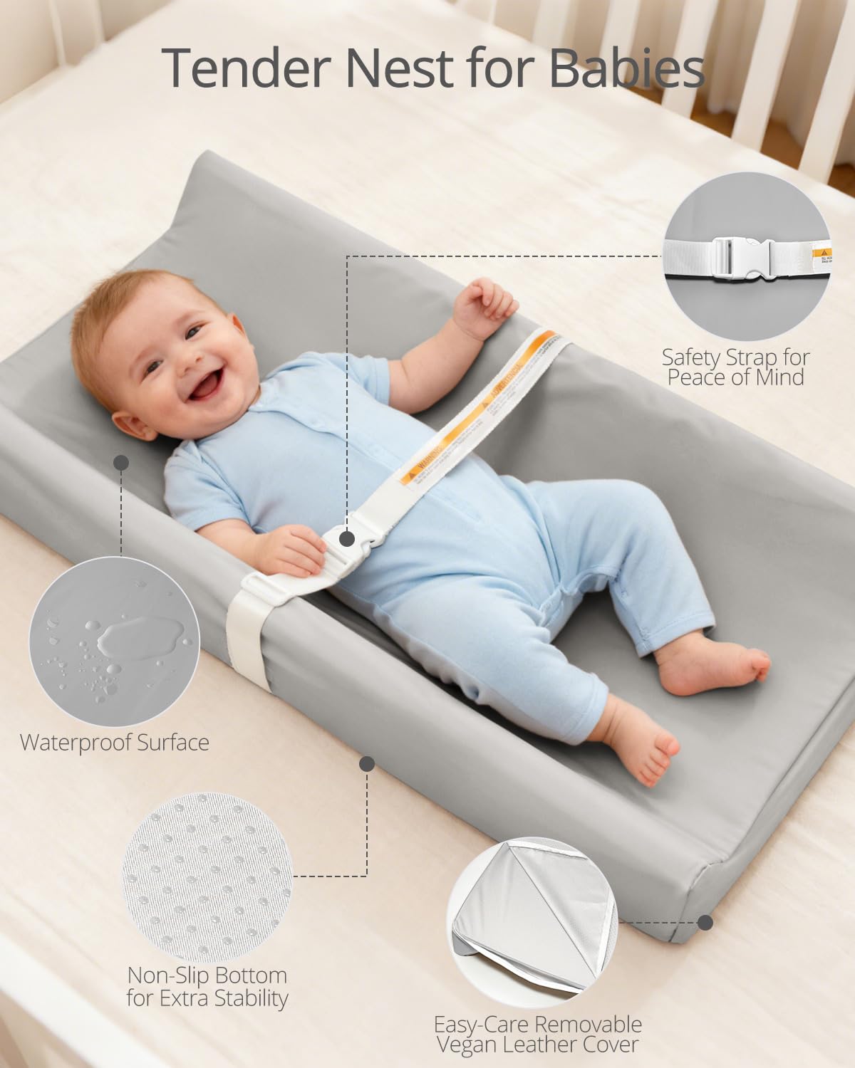TAOCI changing pad cover with zipper demonstrates quick removal and washing for busy evenings