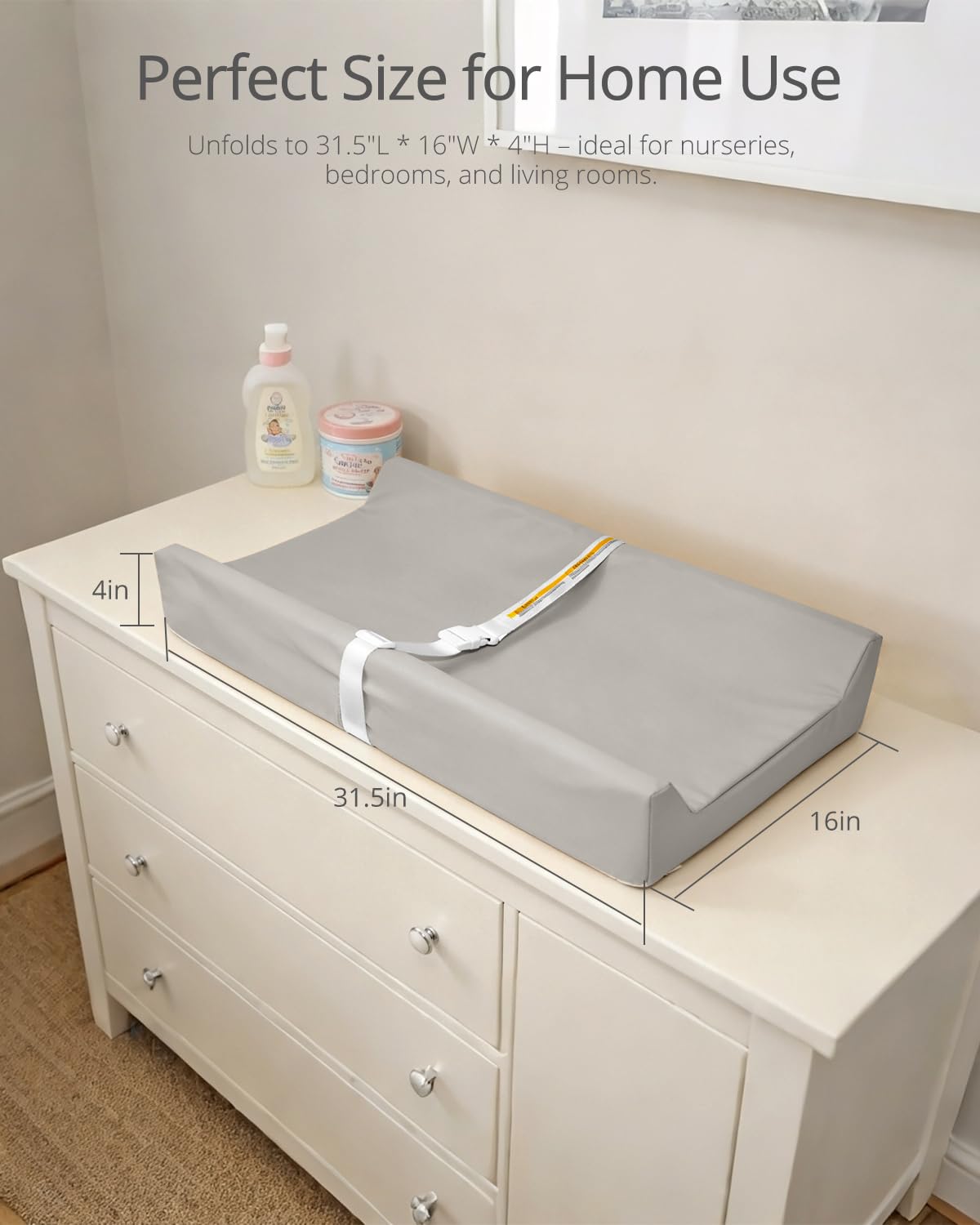 TAOCI changing pad safety strap keeps baby secure during diaper changes for peace of mind