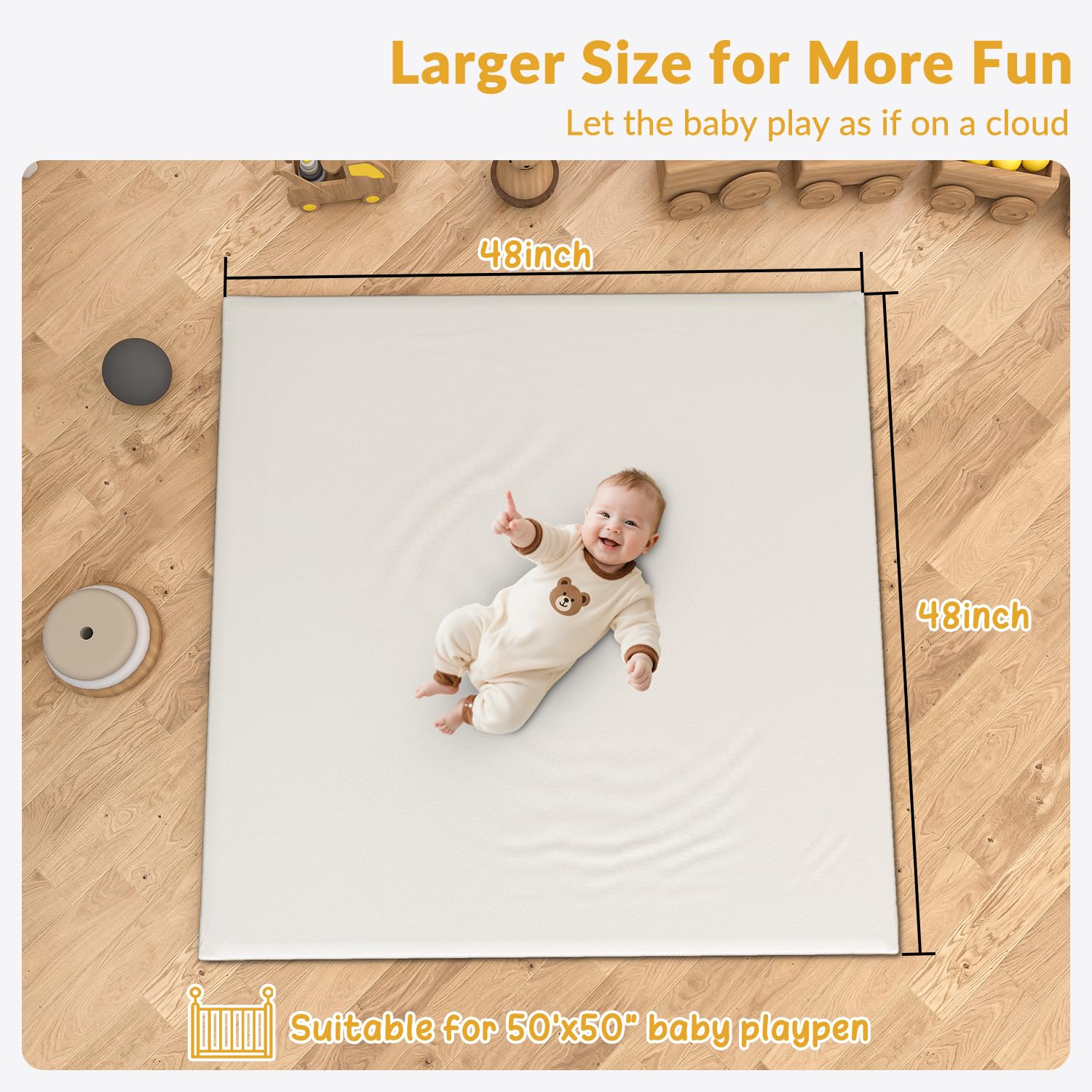 TAOCI padded baby play mat foam-core detail, thick cushion for gentle tummy time.