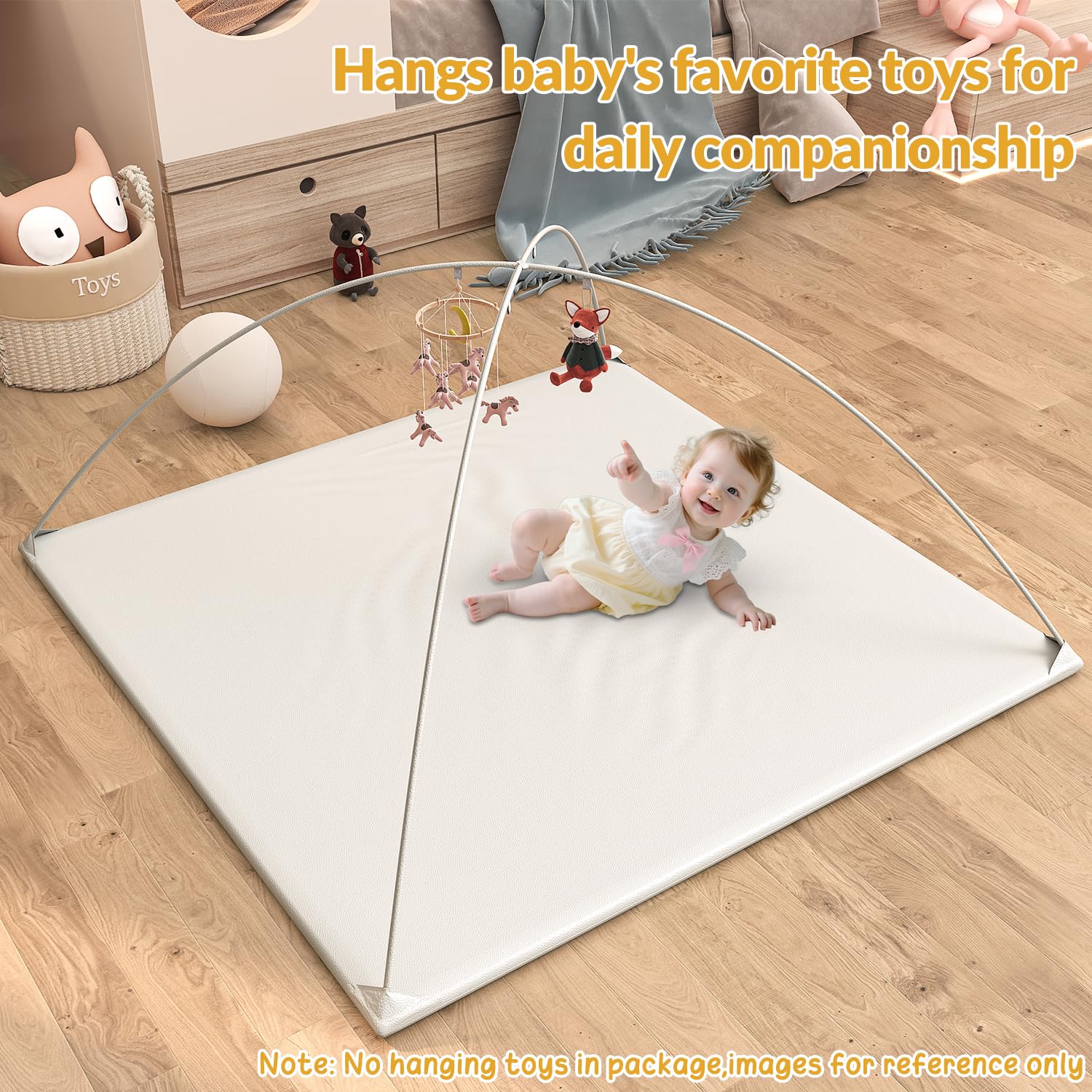 TAOCI padded baby play mat includes two toy bar poles for added play options