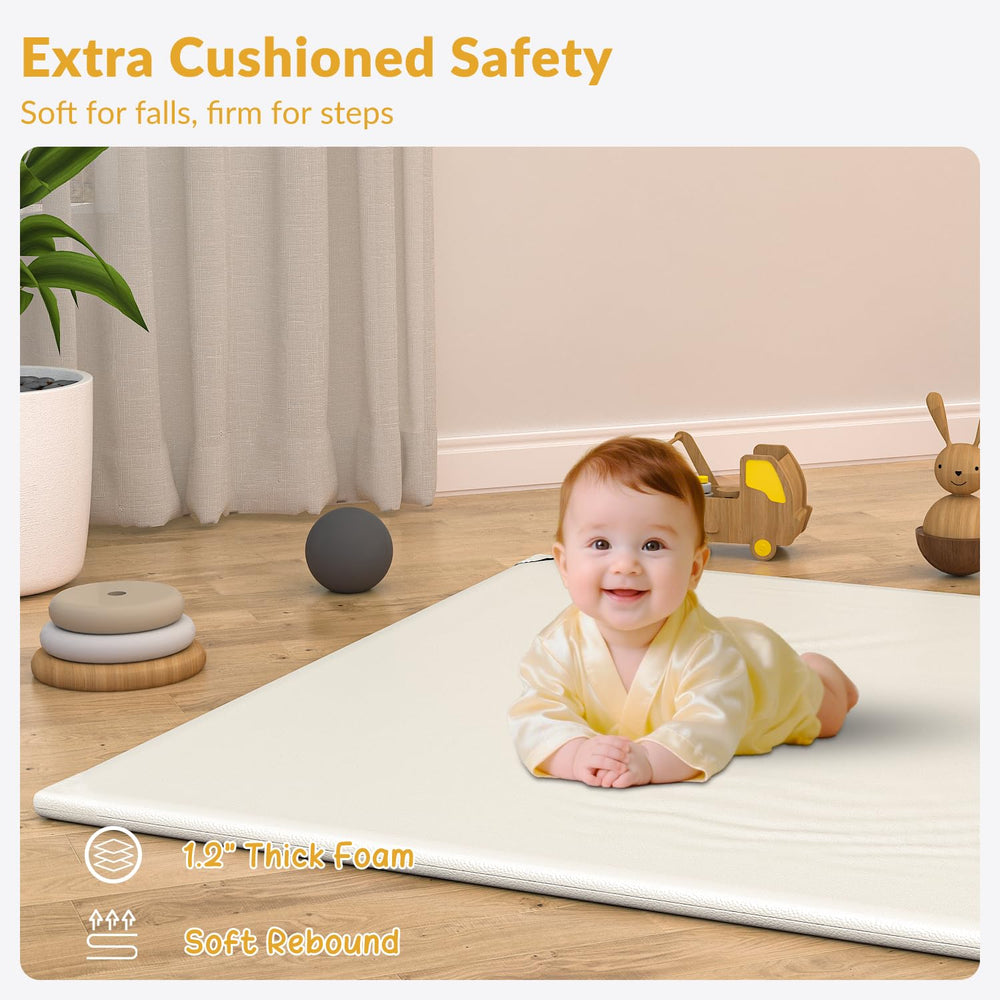 TAOCI padded play mat waterproof surface resists spills and crumbs for quick cleanup.