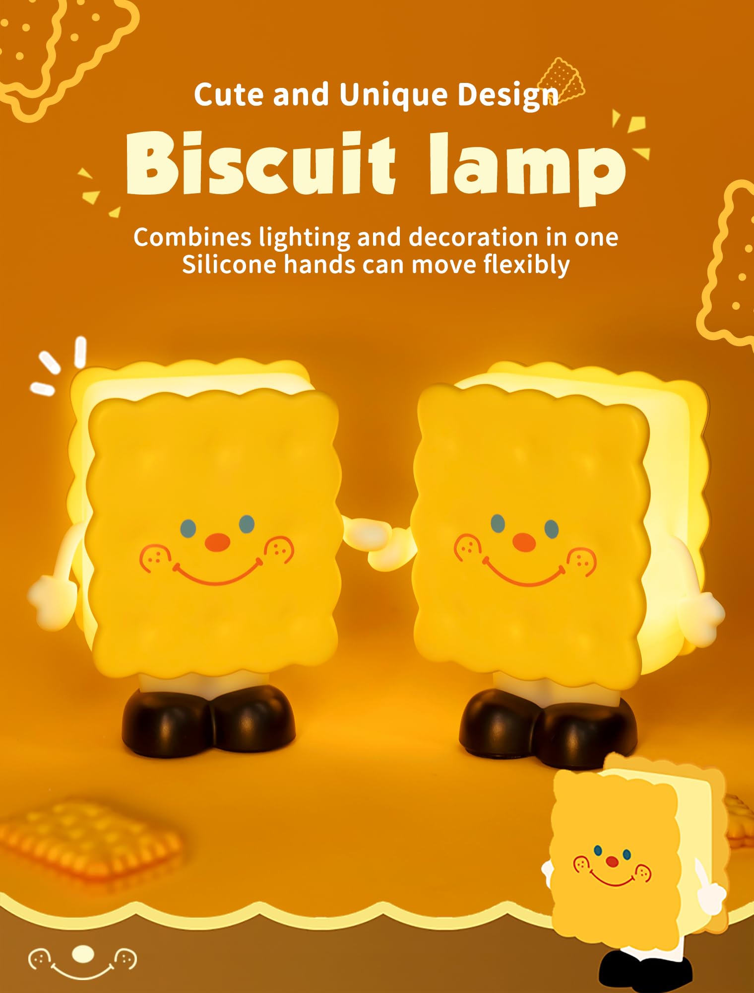Tarinks Biscuit Night Light movable arms encourage playful interaction at bedtime.