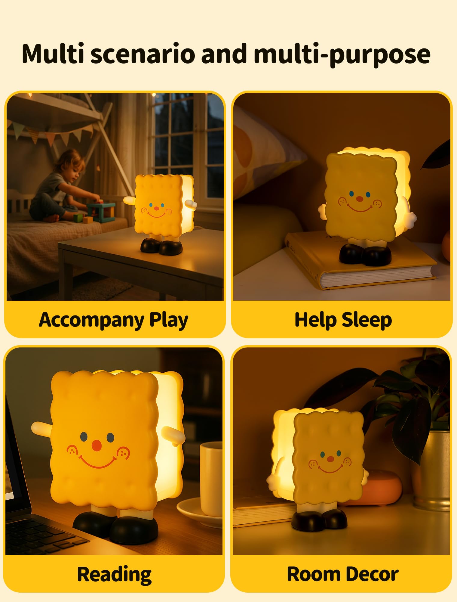 Tarinks Biscuit Night Light side-emitting design stays gentle on eyes.