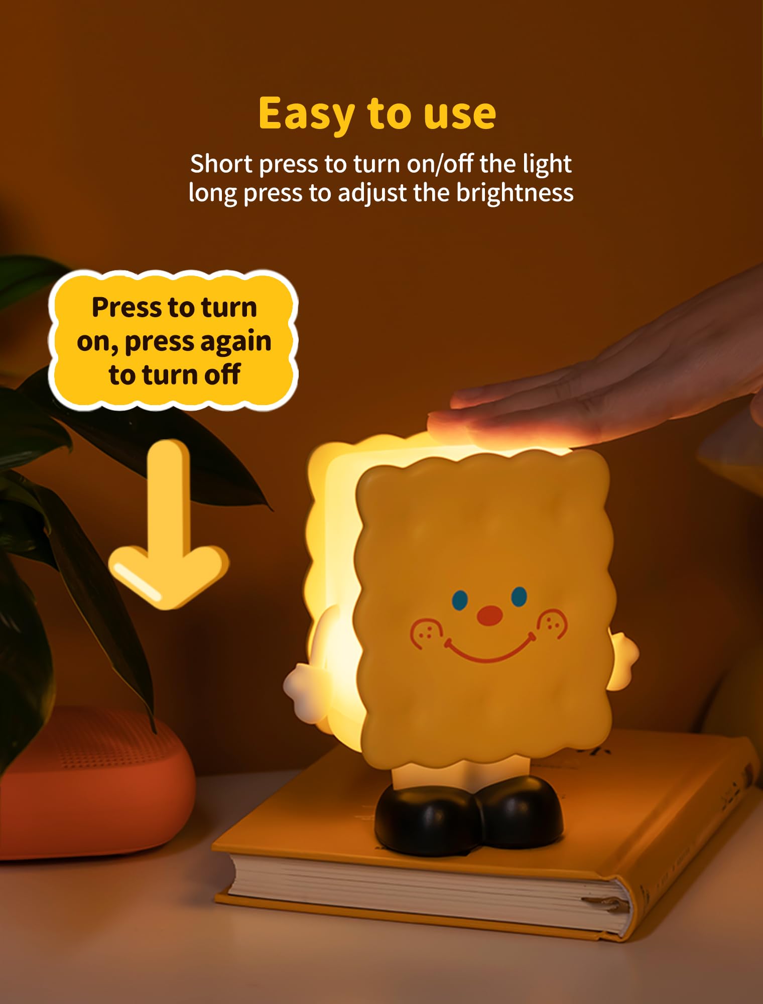 Tarinks Biscuit Night Light stepless dimming lets you customize brightness.