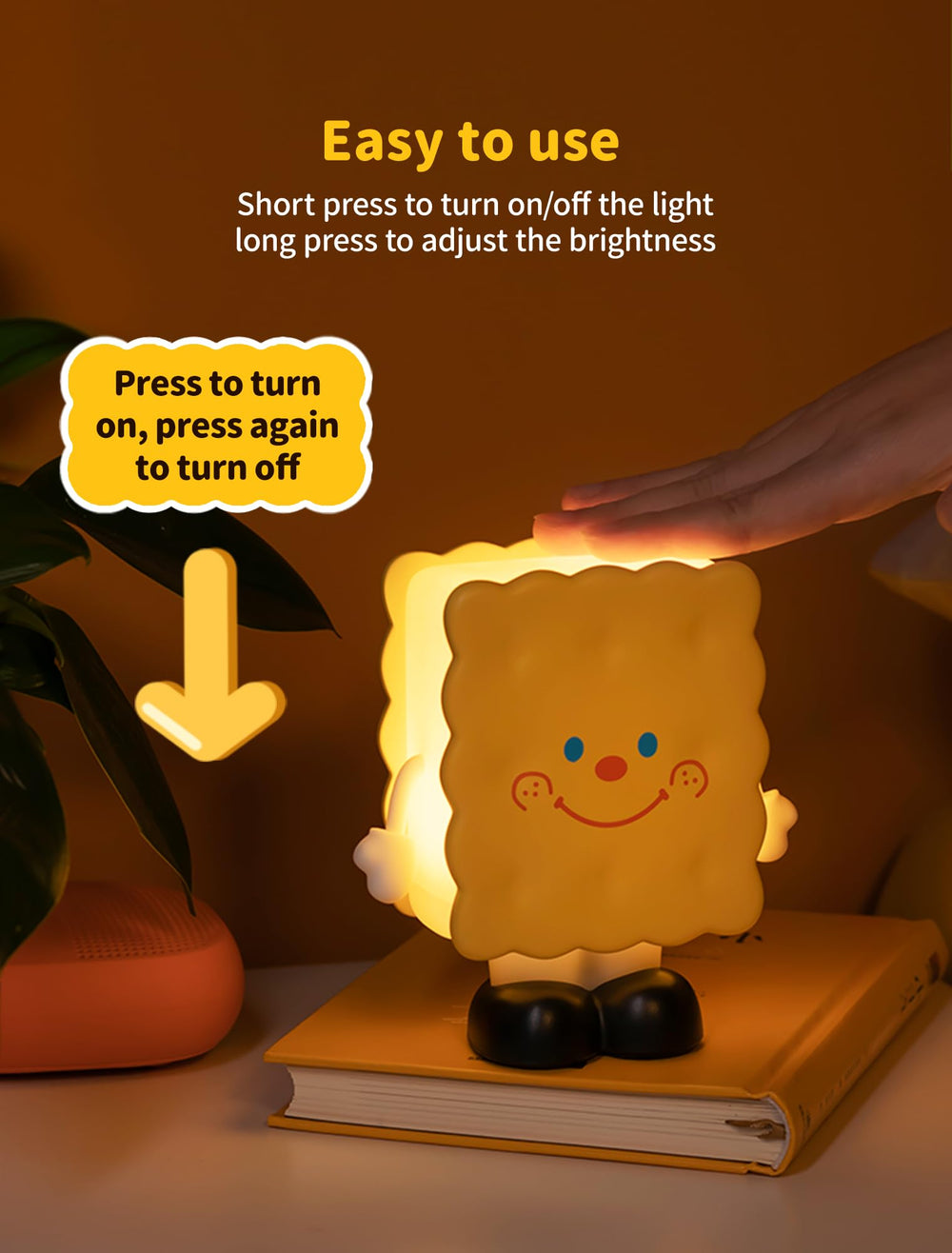 Tarinks Biscuit Night Light stepless dimming lets you customize brightness.