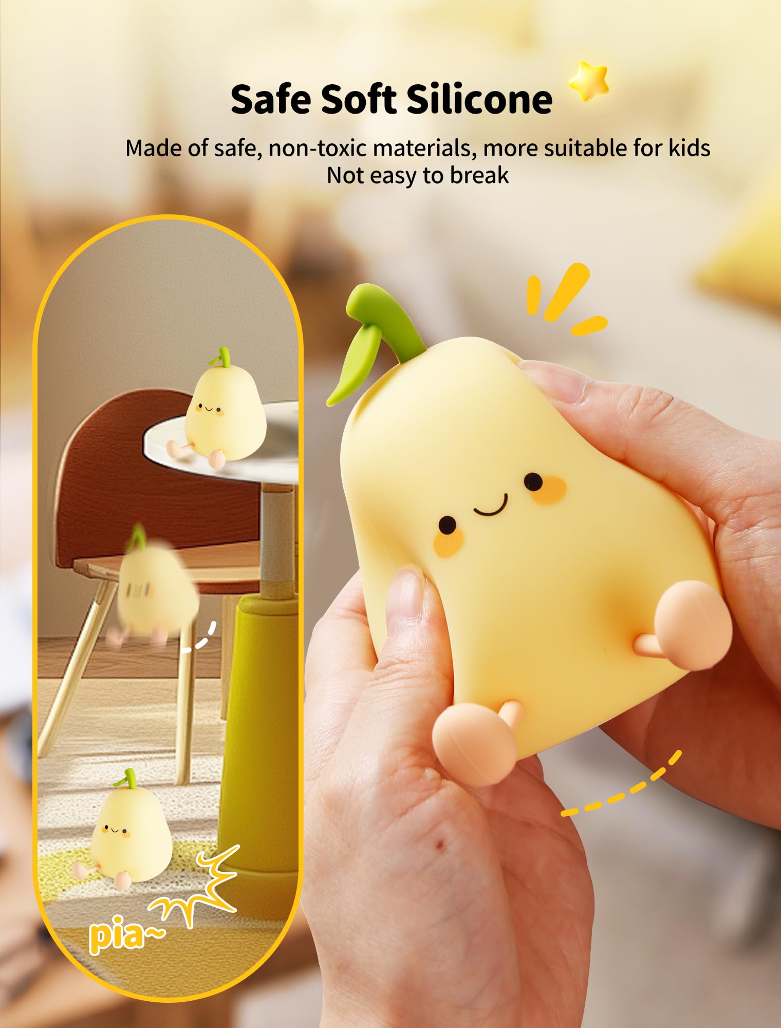 Tarinks Fruit Night Light 7 Colors tap to switch mood-friendly brightness