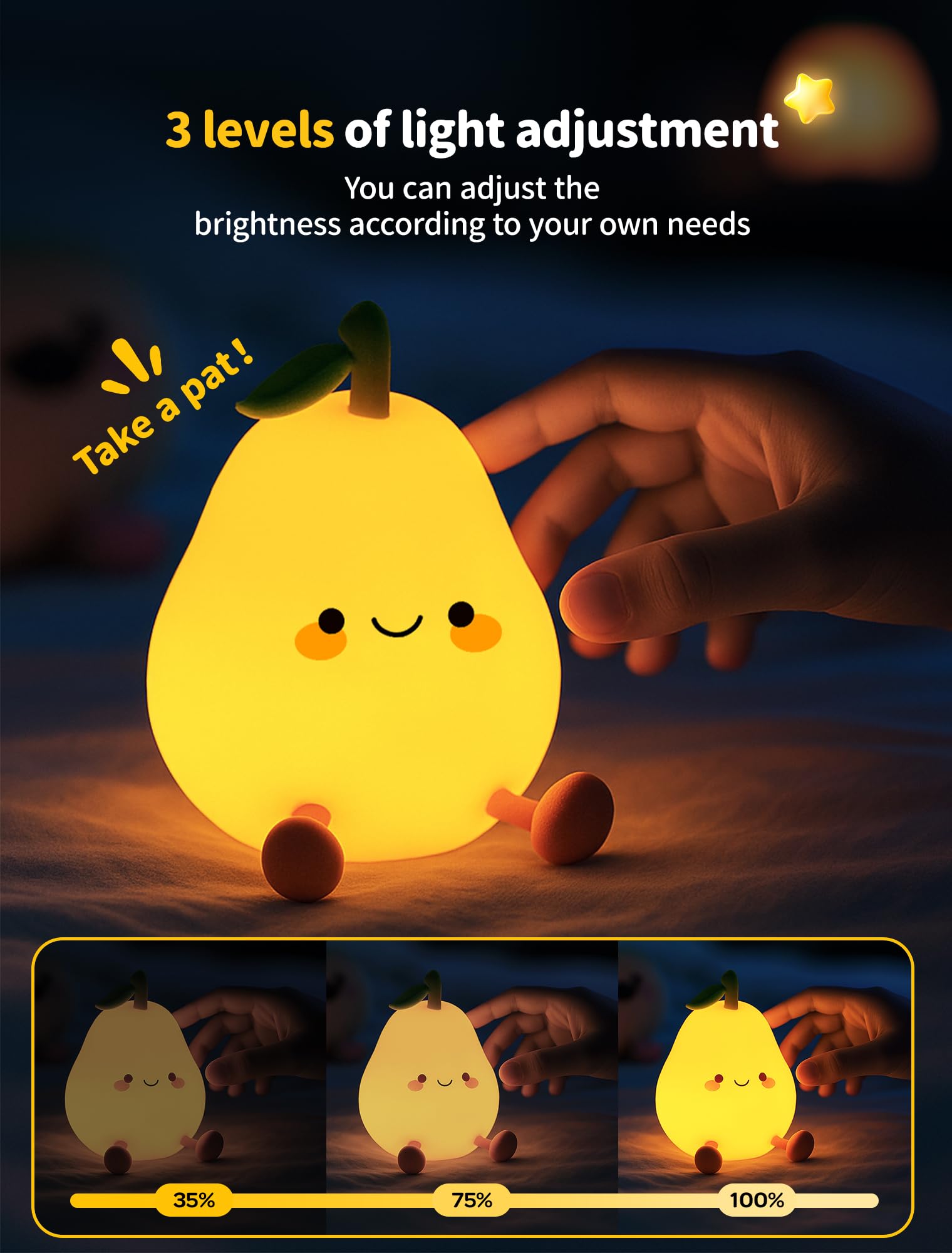 Tarinks Fruit Night Light Eggplant safe squishy silicone lamp for soothing nights