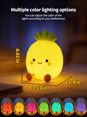 Tarinks Pineapple Night Light on a bedside table showing warm, kid-friendly illumination.