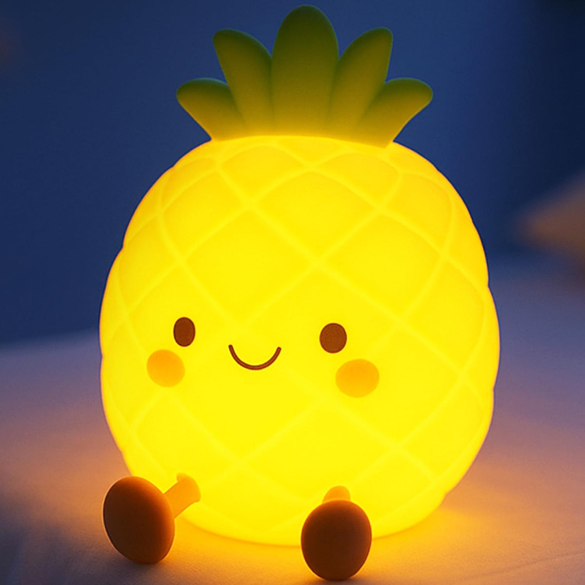 Tarinks Pineapple Night Light on a kid’s dresser delivering a soft bedtime glow.