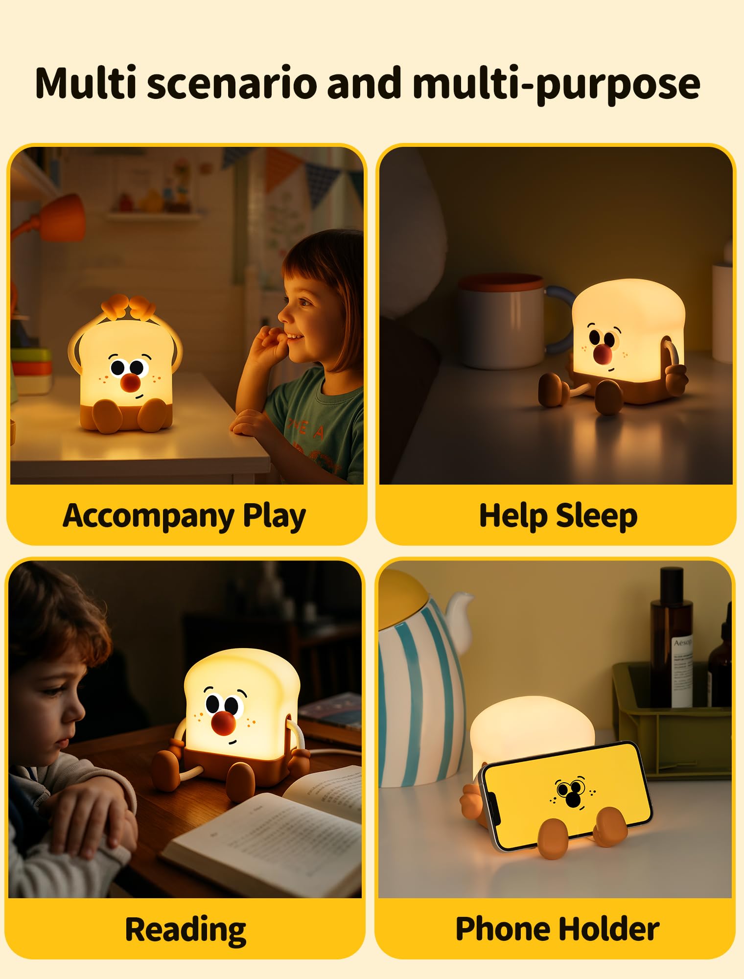 Tarinks Toast Night Light is compact and portable for travel or dorm rooms