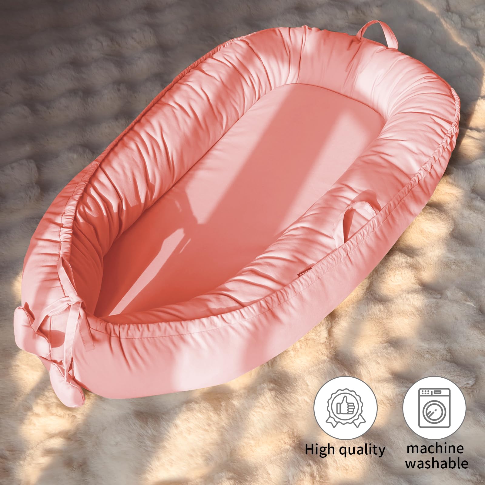 TARJODGY baby lounger with carry handle for easy travel and on-the-go use.