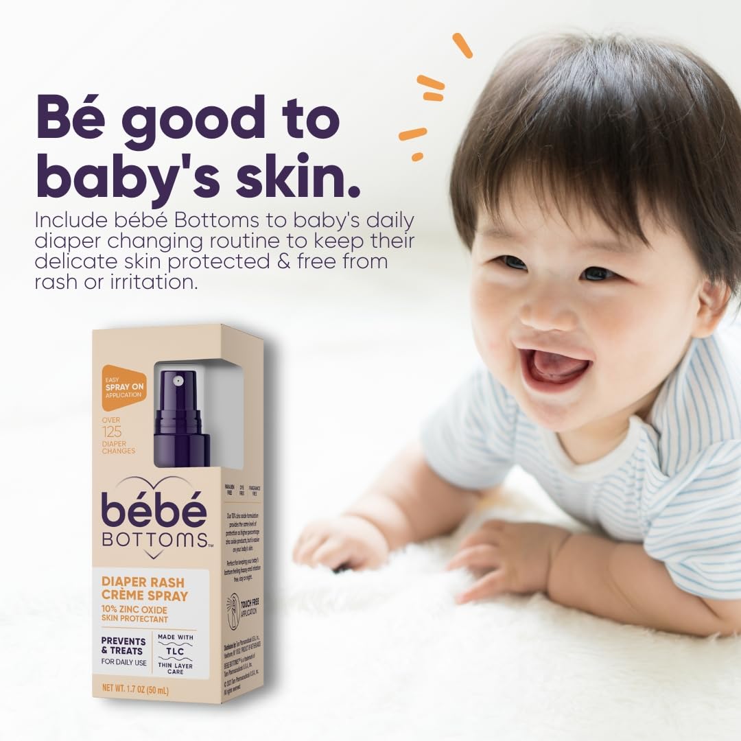 TARO Bebe Bottoms spray for sensitive skin shows dye-free, fragrance-free formula.
