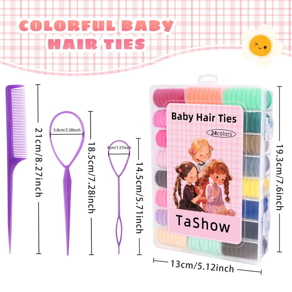TaShow 24-colors toddler hair ties array showcases versatile styling options for daily looks.