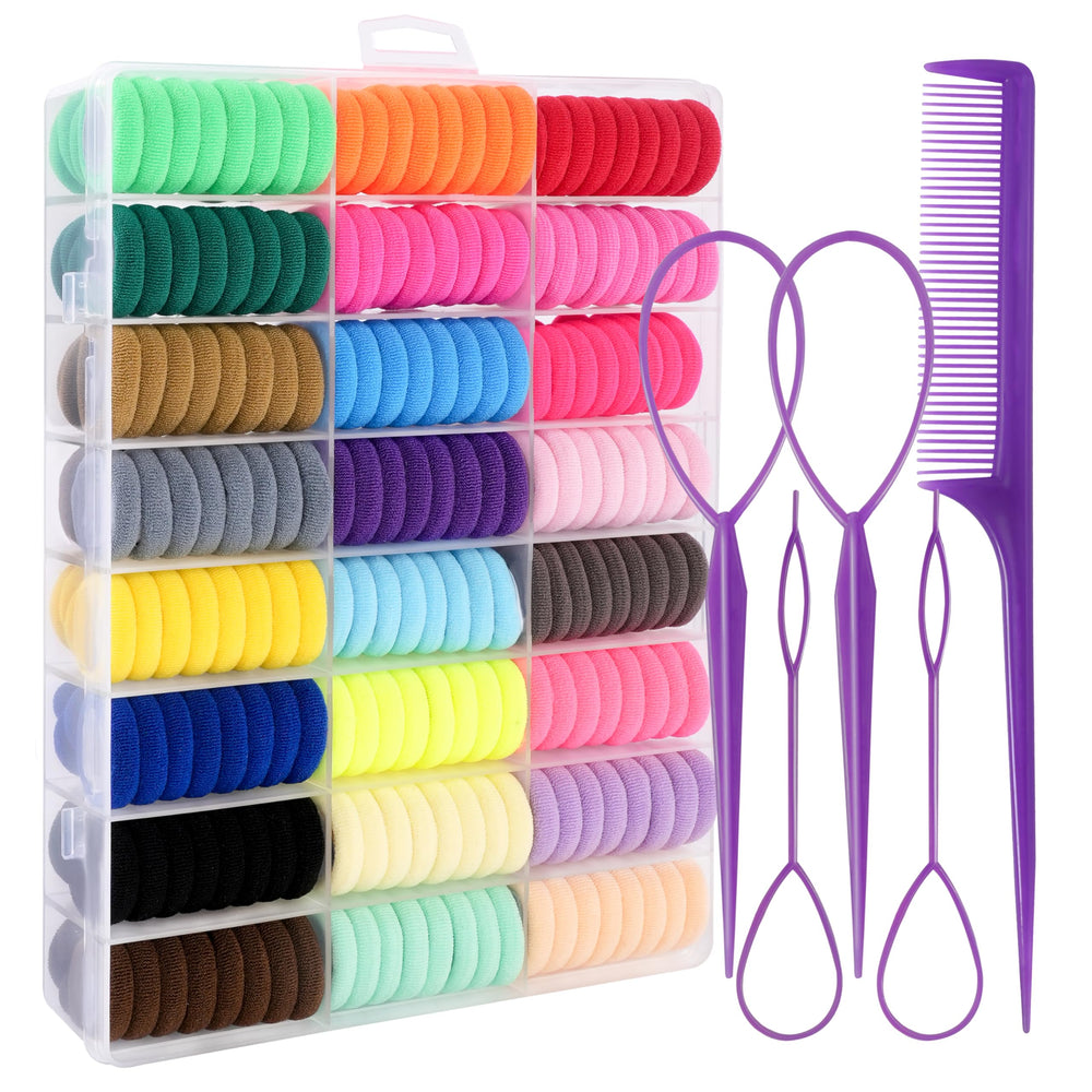 TaShow 360-pcs baby hair ties in divider box for quick color selection and gifting.