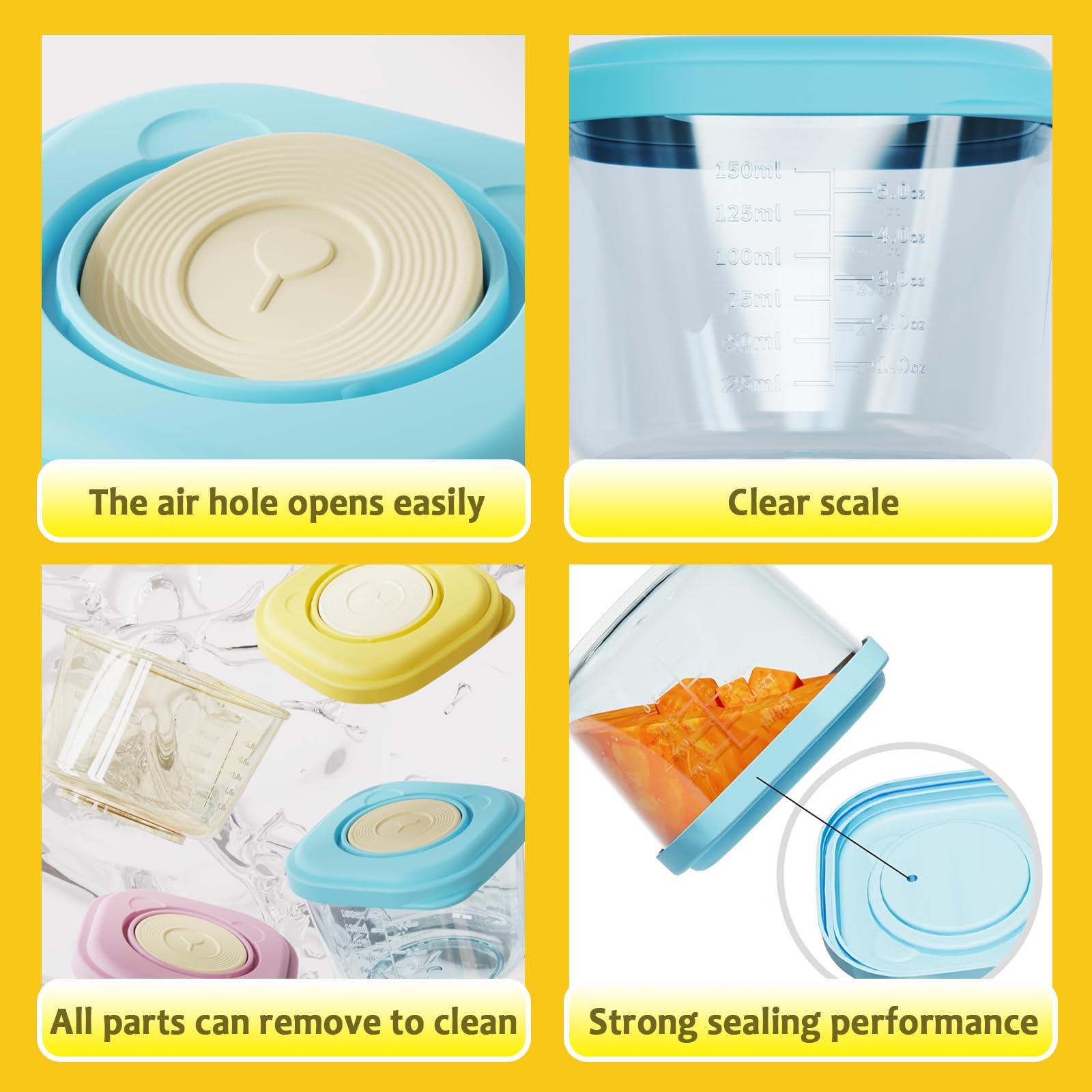 Tasttin freezer-safe jars preserve homemade purées for future meals.