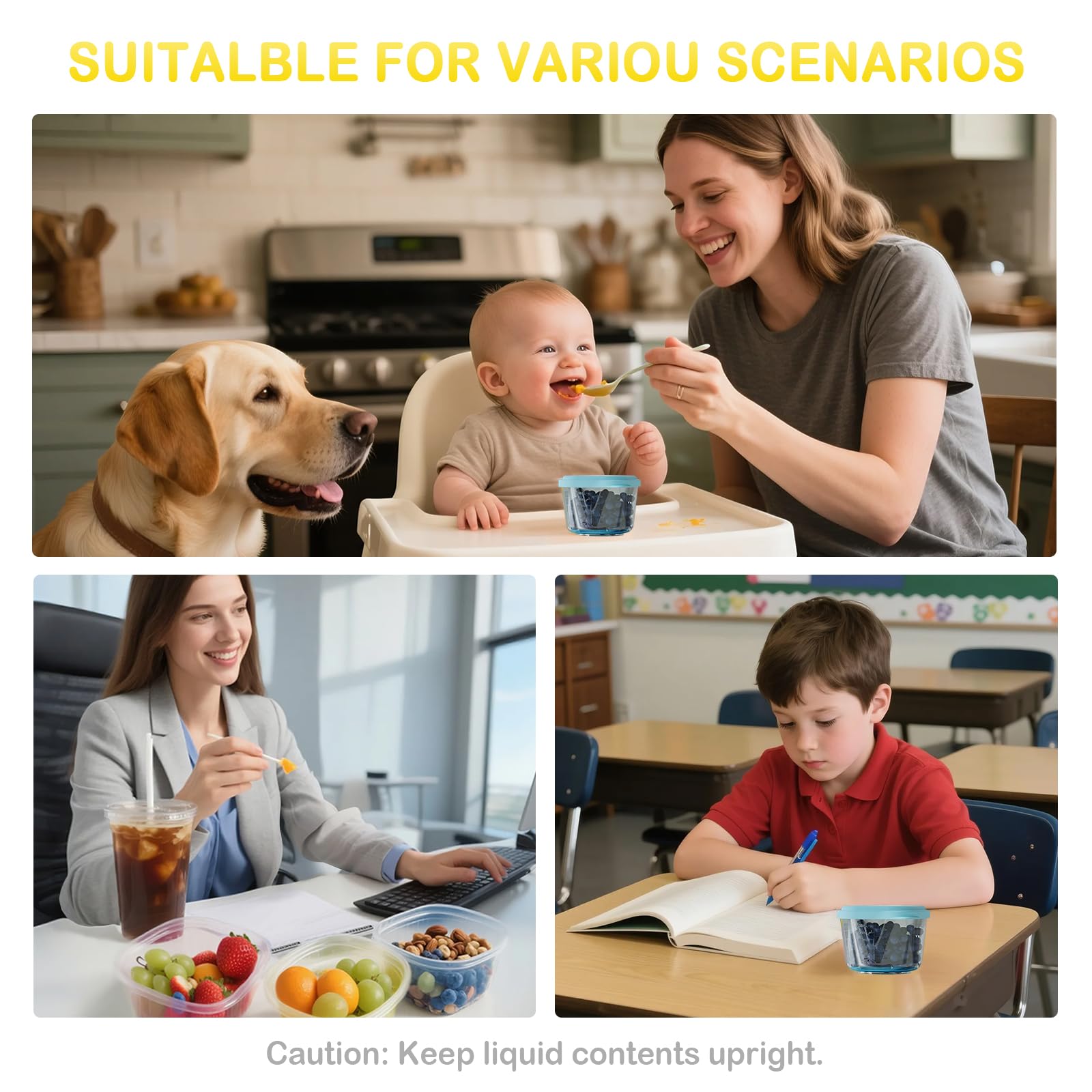 Tasttin stackable containers store snacks neatly, saving kitchen space.