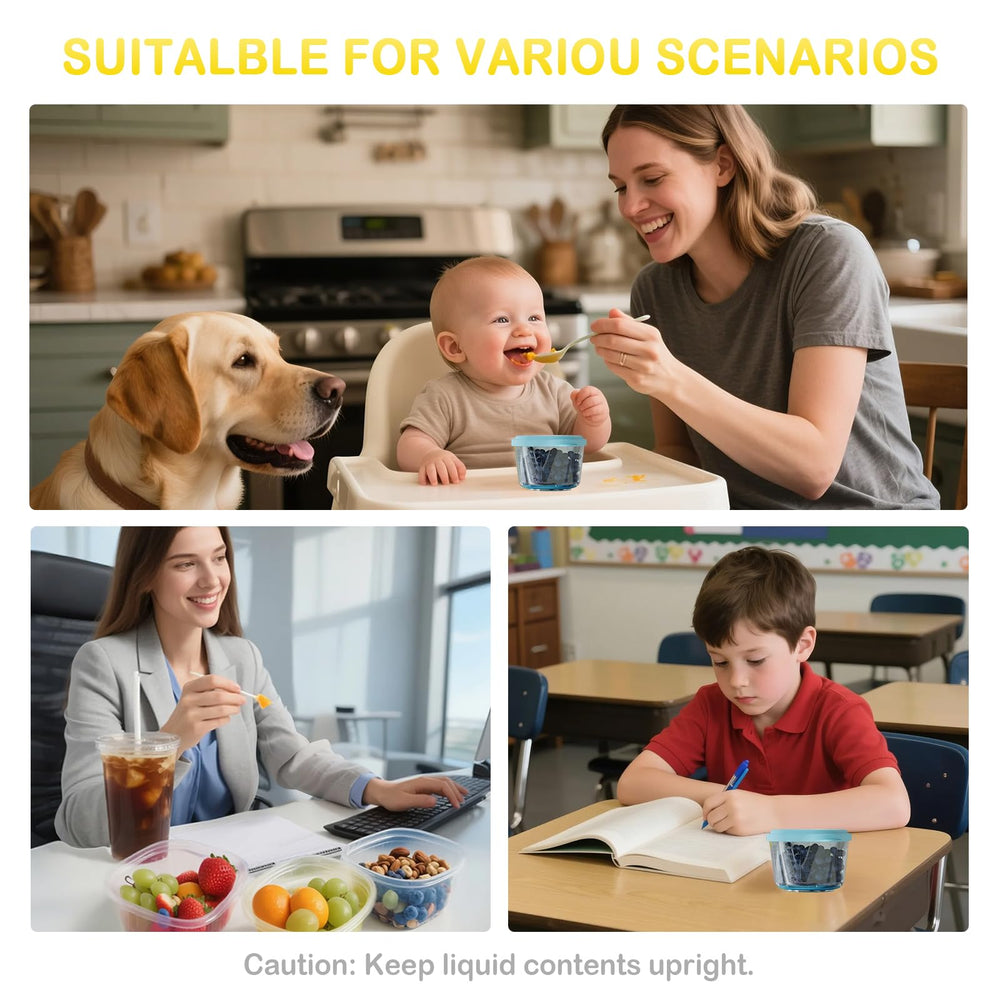 Tasttin stackable containers store snacks neatly, saving kitchen space.