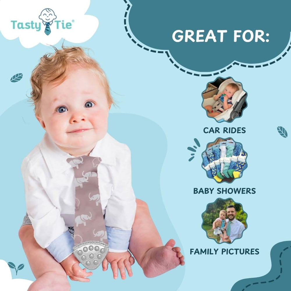 Tasty Tie elephant gift appeals as a stylish baby boy gift.