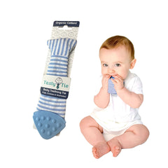 Tasty Tie teething tie with crinkle insert for engaging sensory play