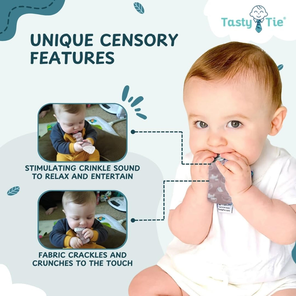 Tasty Tie machine-washable design cleans easily after wear.