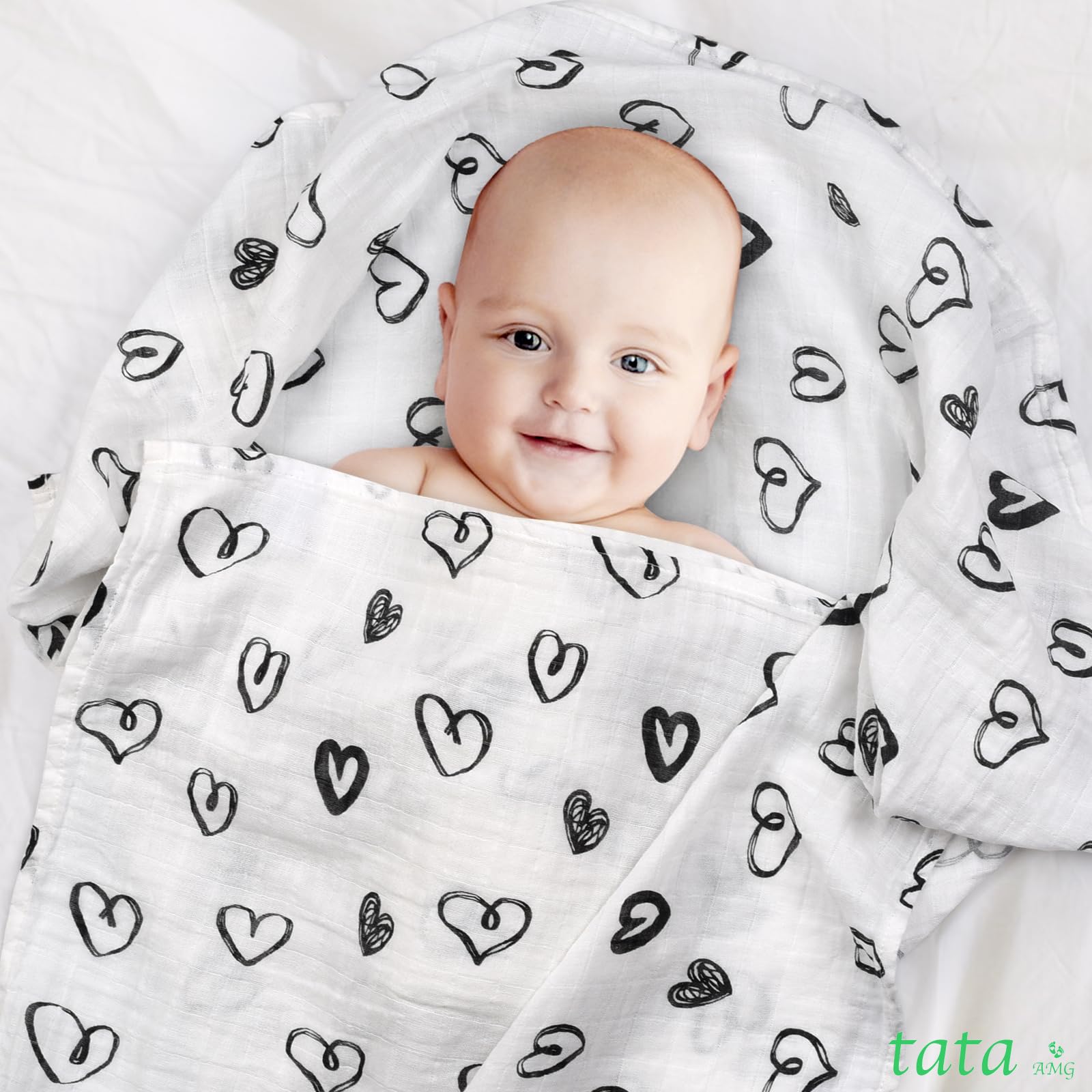 TATA AMG baby blanket shown in machine-wash care image.