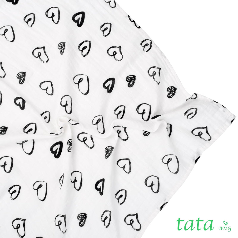 TATA AMG 47x47 swaddle blanket spread for generous size and easy swaddling.