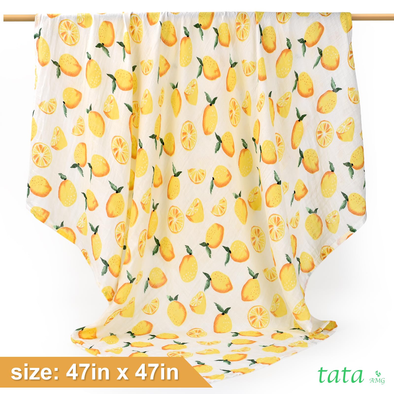 TATA AMG 47x47 large swaddle laid flat for full baby coverage