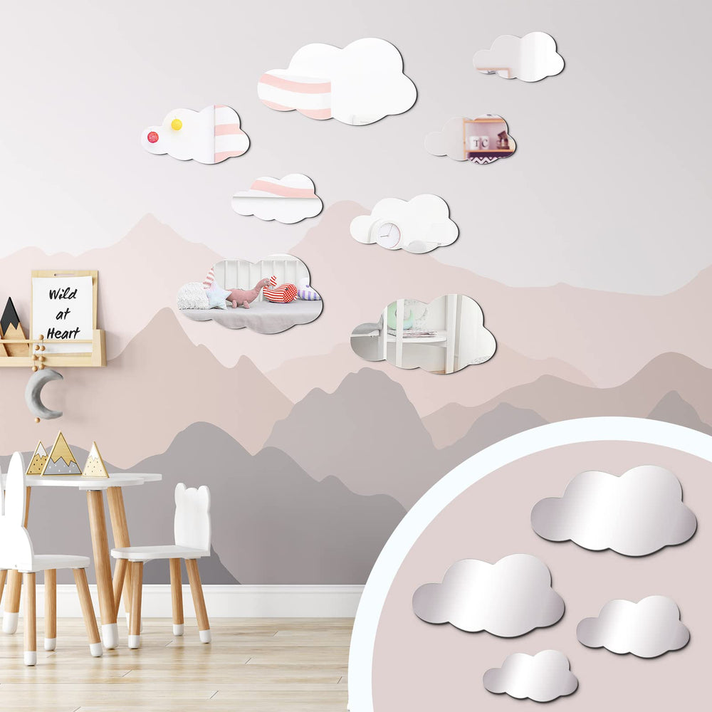 Tatuo 3D cloud mirror wall decor 16x9cm offers lightweight, removable styling for renters.