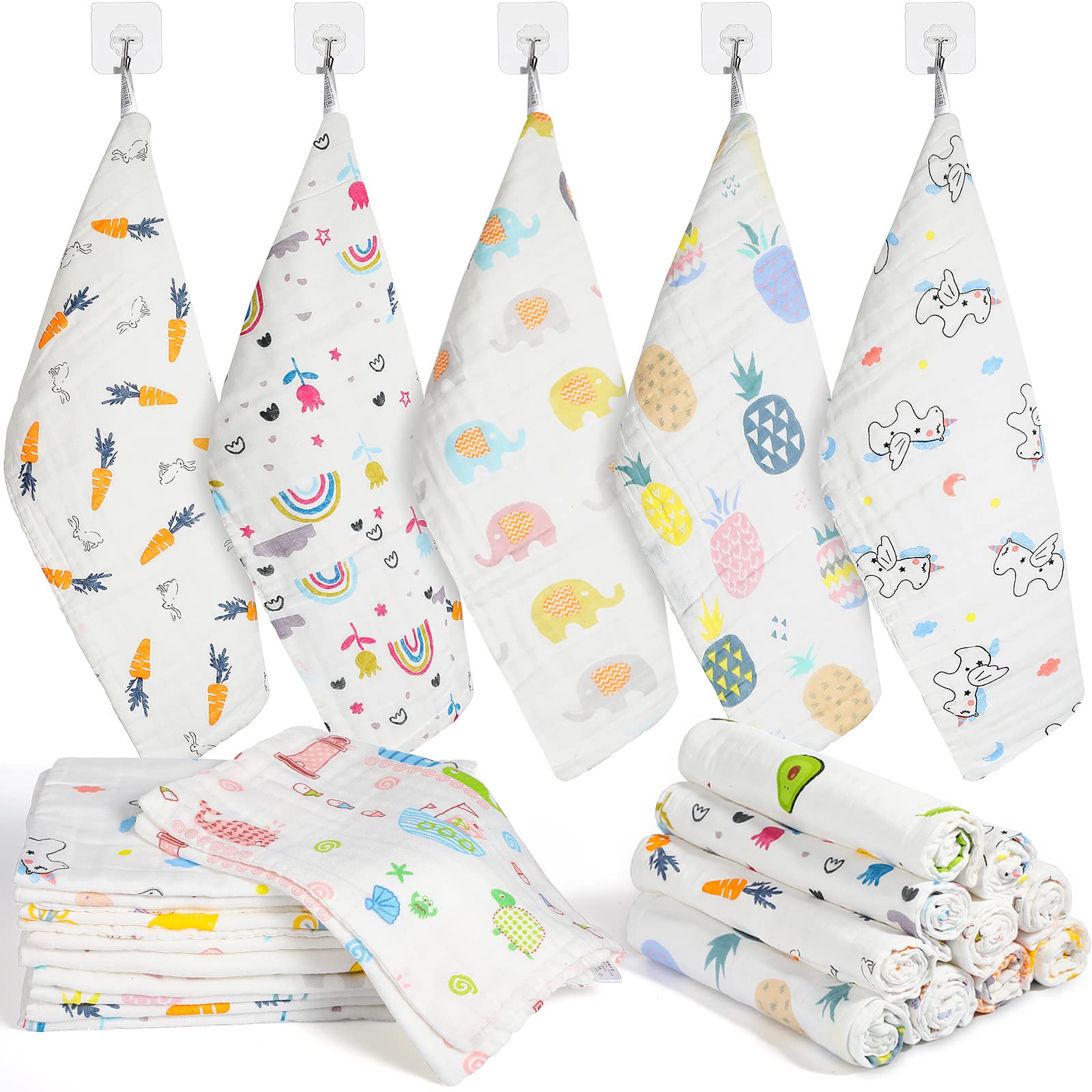 Tatuo burp cloths floral pattern closeup showing soft absorbent muslin for baby care
